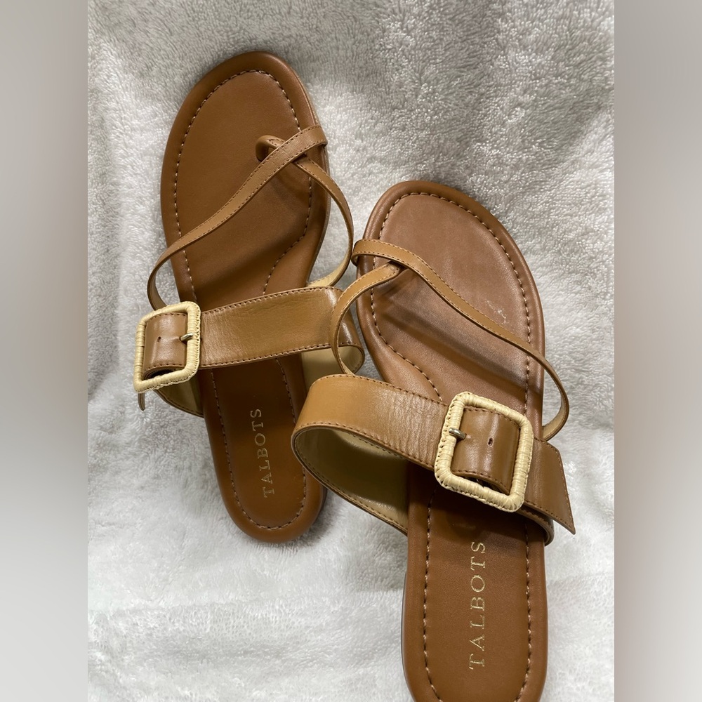 Talbots’s GIA Saddle Tan Nappa Leather Thong Sandal,, size 8med - Picture 3 of 6